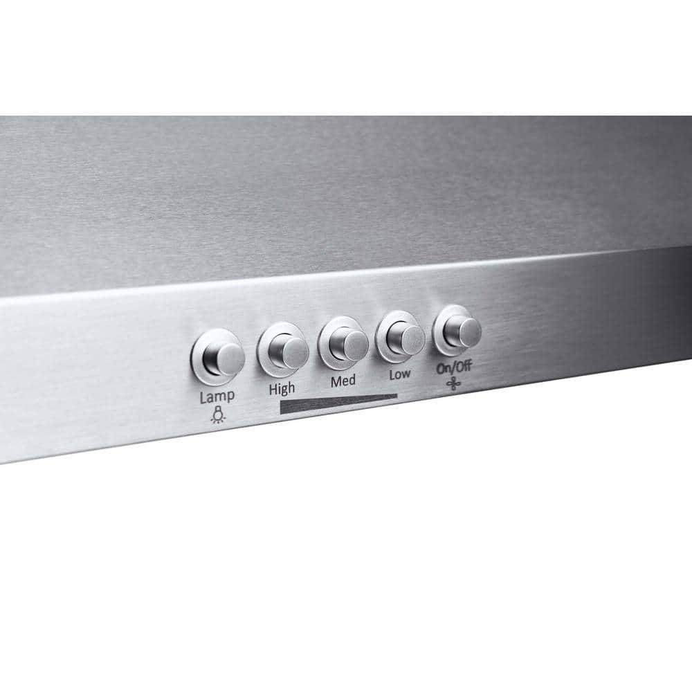 HAUSLANE 30 in x 6 in Ducted Under Cabinet Range Hood with LED Button Control Round Duct in Stainless Steel