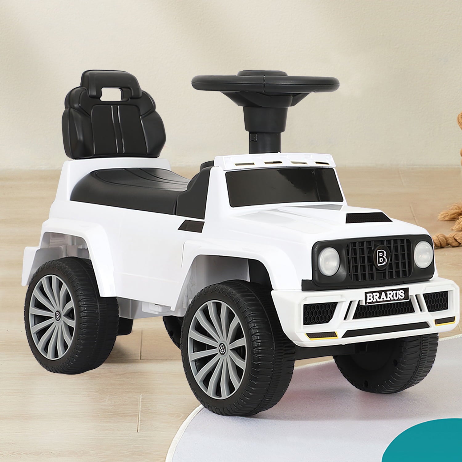 Techvida Kids Push and Ride Race ， Mercedes Push Ride-On Cars， Foot-to-Floor Sliding Car Pushing Cart for Toddler Gift Toy， White