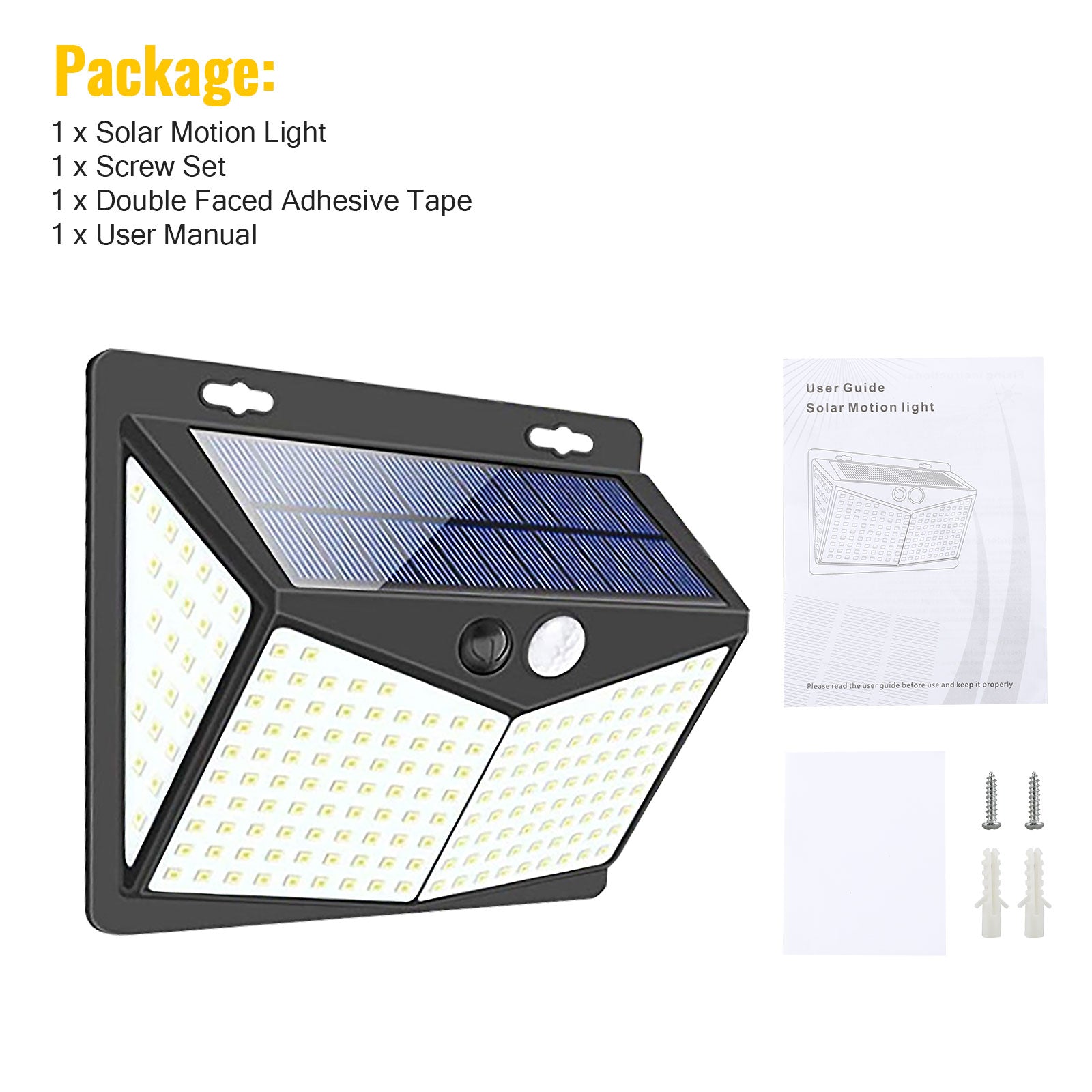 EEEkit Solar Motion Light Outdoor 208 LED Wireless Security Wall Lamp IP65 Waterproof Motion Sensor Spotlight 3 Light Modes for Garden Deck Yard Garage Patio
