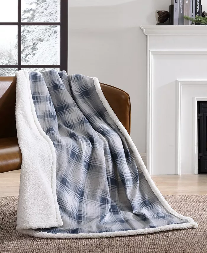 Eddie Bauer Nordic Plaid Ultra Soft Plush Fleece Reversible Oversized Throw Blanket， 70