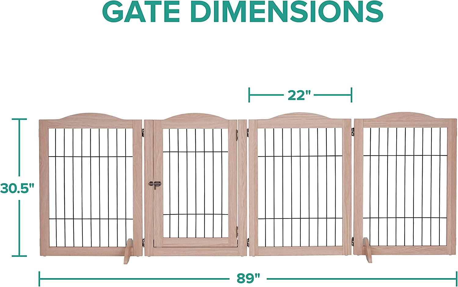 Arf Pets Freestanding Dog Gate， 4 Panel 360° Configurable Pet Wooden Fence