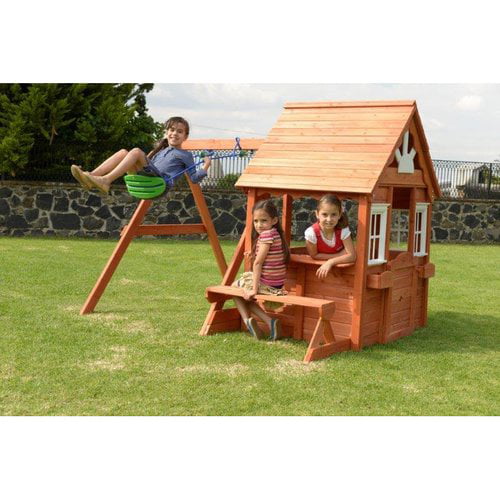 Sportspower Swing and Play Wood Playhouse