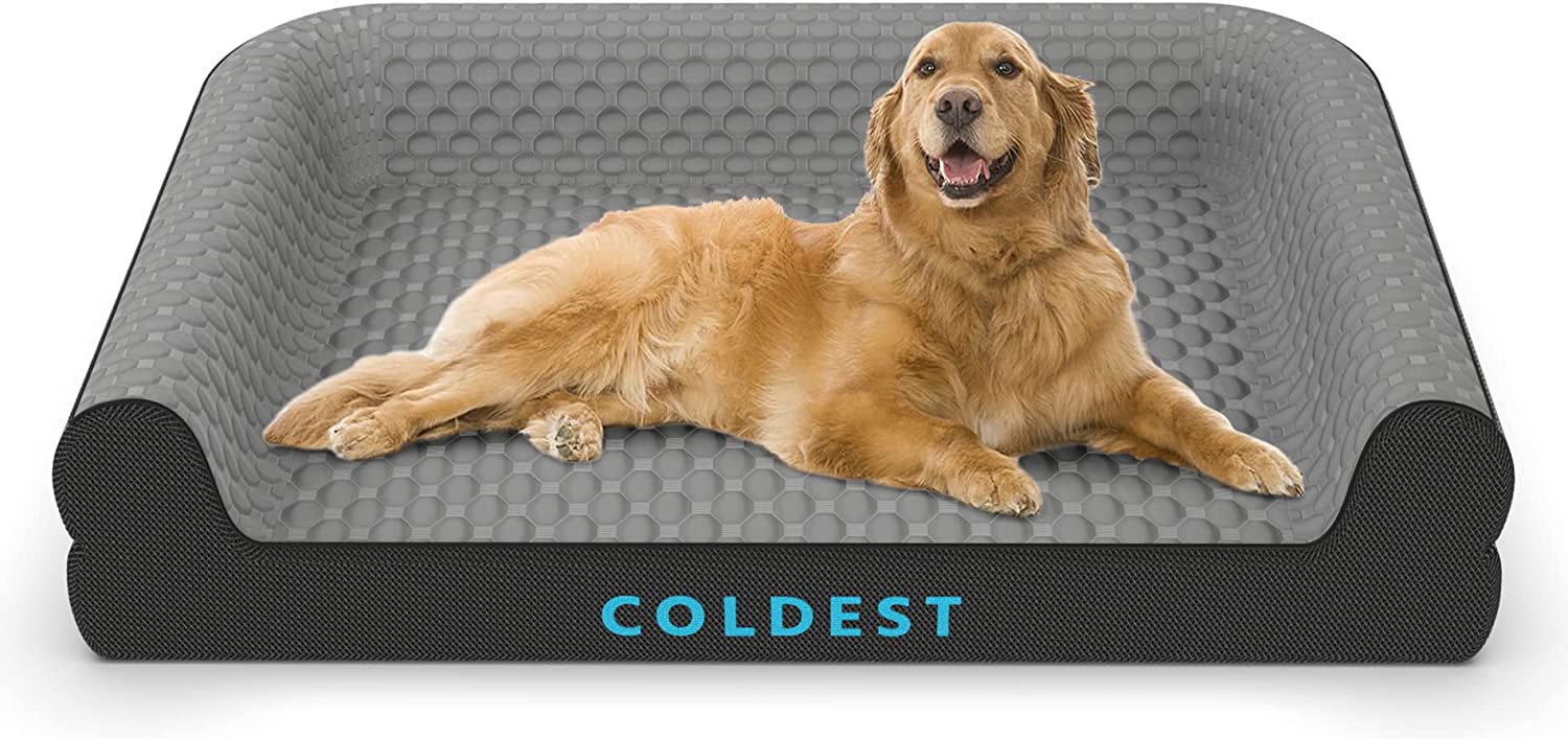 Coldest Cozy Dog Bed - Cooling Medium Dog Beds - Washable Removable Cover Comfortable and Anti Slip (Extra Large， Grey)