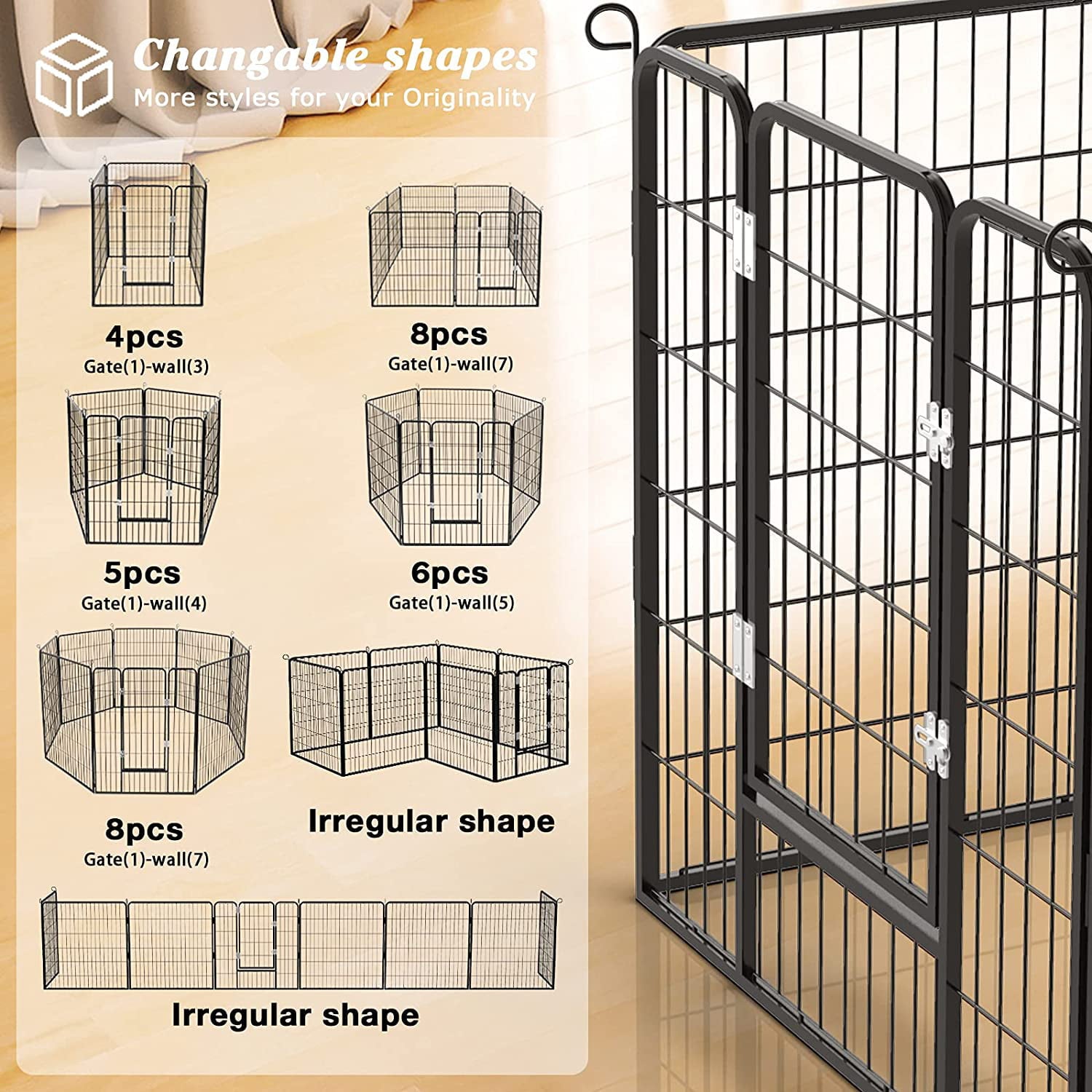 Waleaf Heavy Duty Dog Playpen for Outdoor， 8 Panels 24