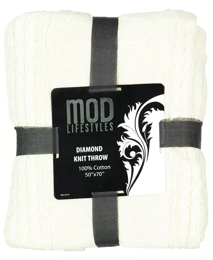 Mod Lifestyles Classic Throw Collection Cotton Diamond Knit， 50