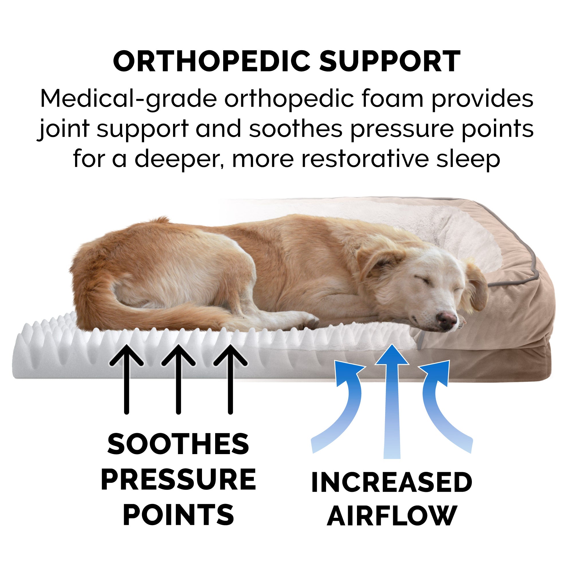 FurHaven Pet Products | Convolute Orthopedic Perfect Comfort Velvet Waves Sofa-Style Couch Pet Bed for Dogs and Cats， Brownstone， Large