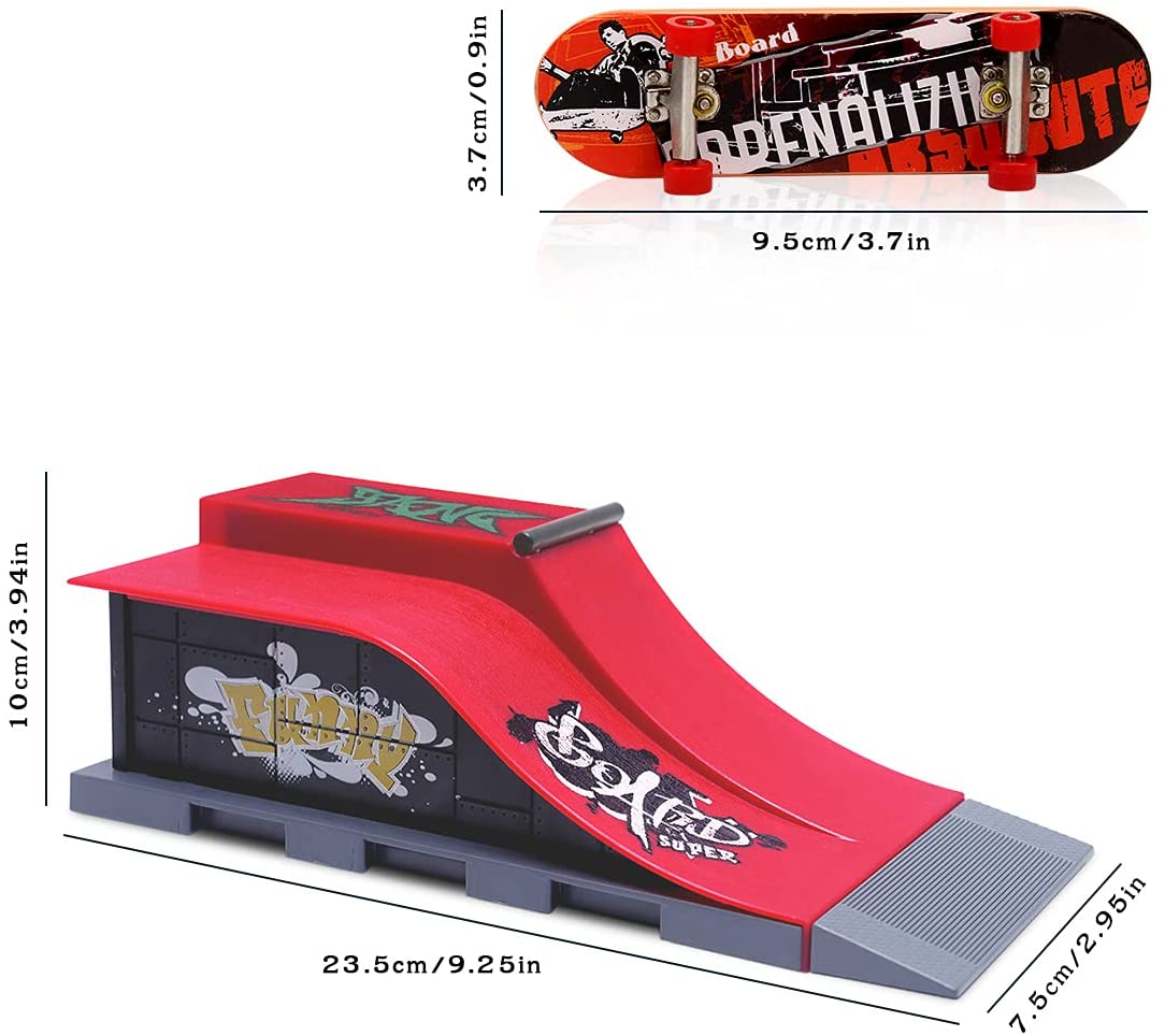 Mini Finger Toy Skateboard Park Ramp Kit， Fingerboard Half Pipe Ultimate Parks Training Props Accessories for Kids Adult (Style E)