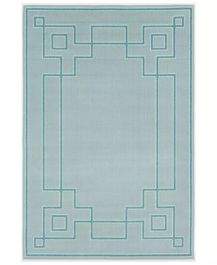 Surya CLOSEOUT! Alfresco ALF-9655 Aqua 6' x 9' Area Rug， Indoor Outdoor