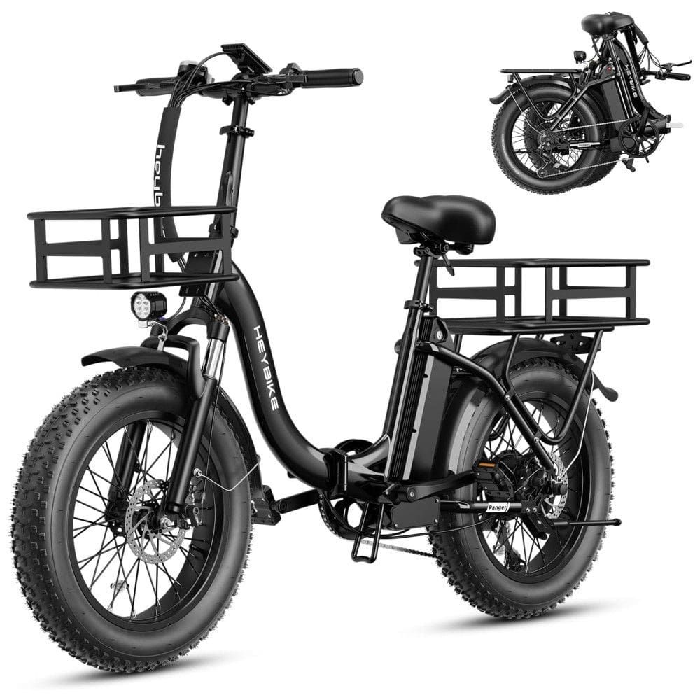Bicicleta Elétrica Dobrável Heybike Ranger 2.0, Motor Pico 1400W, Bateria 600Wh, Pneus Fat 20