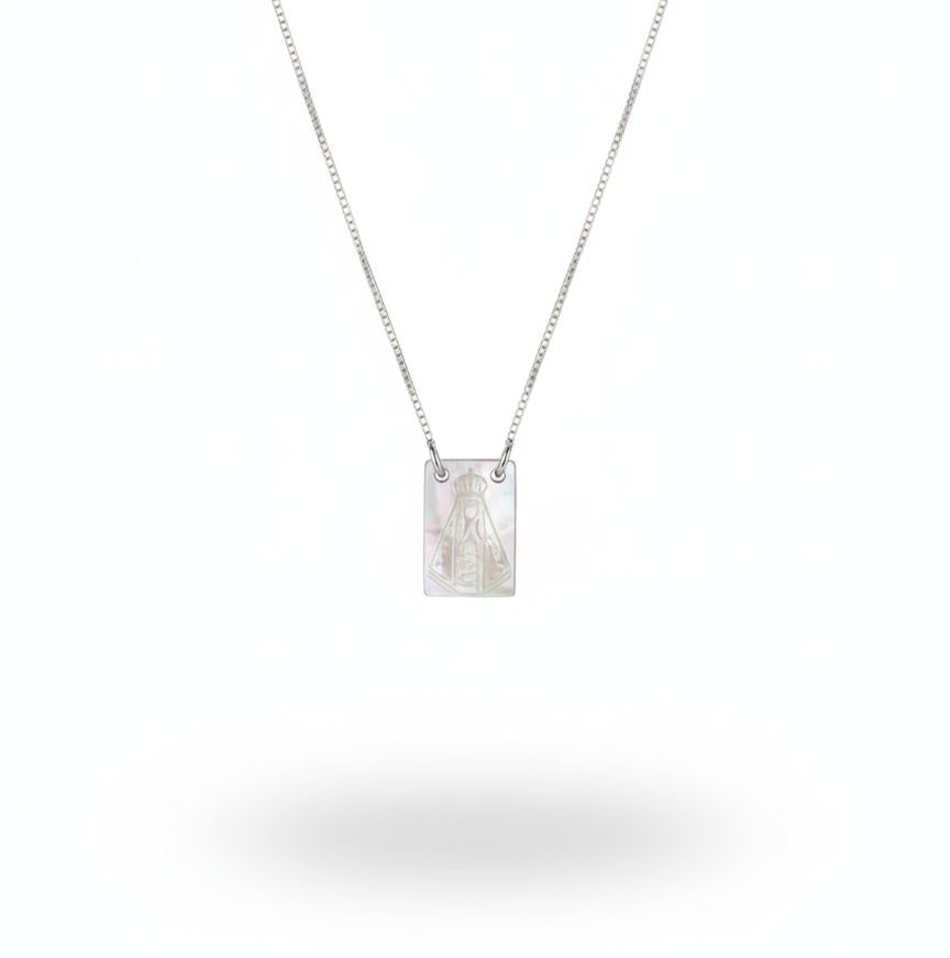 Colar Plaquinha Nossa Senhora Aparecida (Madrepérola)