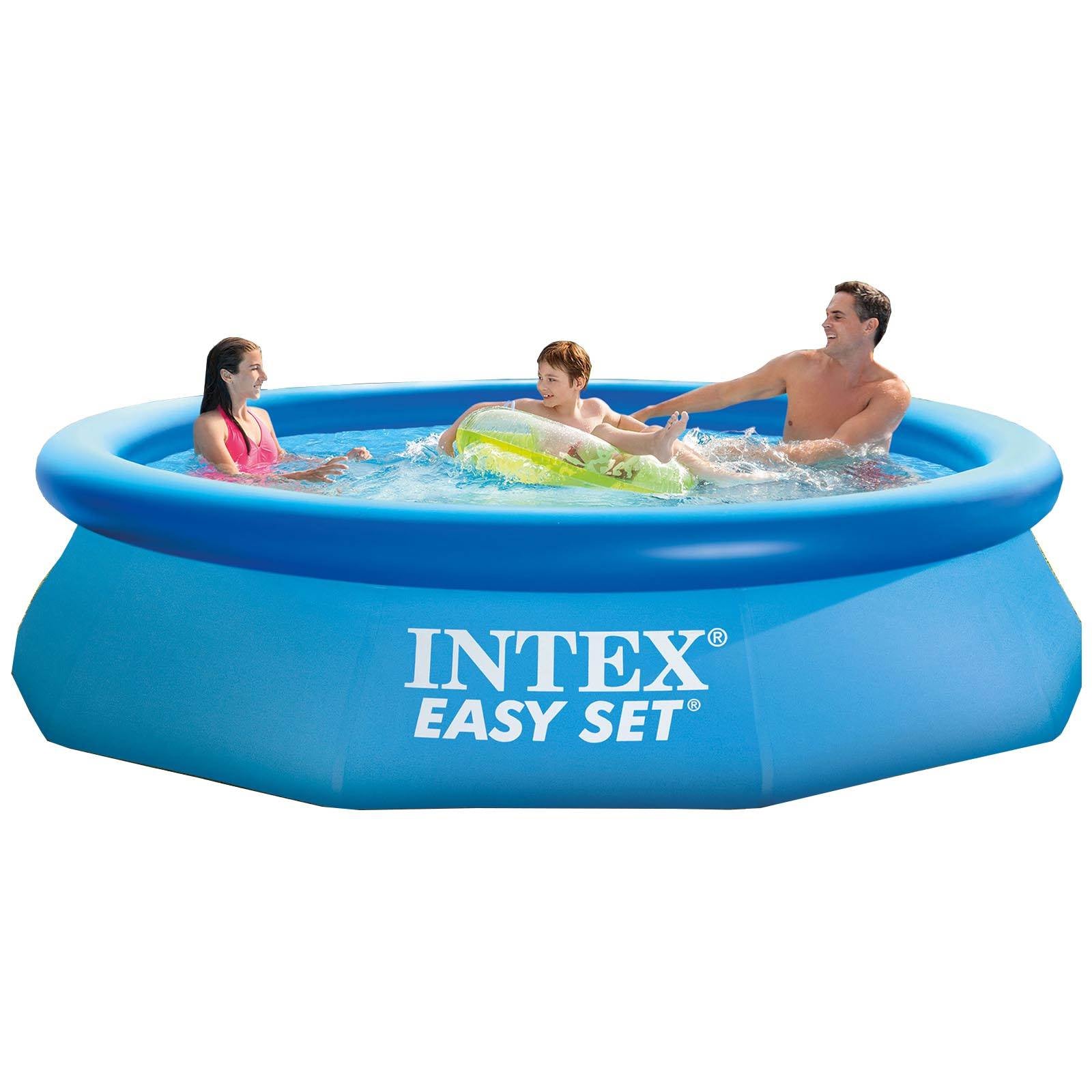 Intex 10ft x 30in Easy Set Above Ground Inflatable Family Swimming Pool and Pump