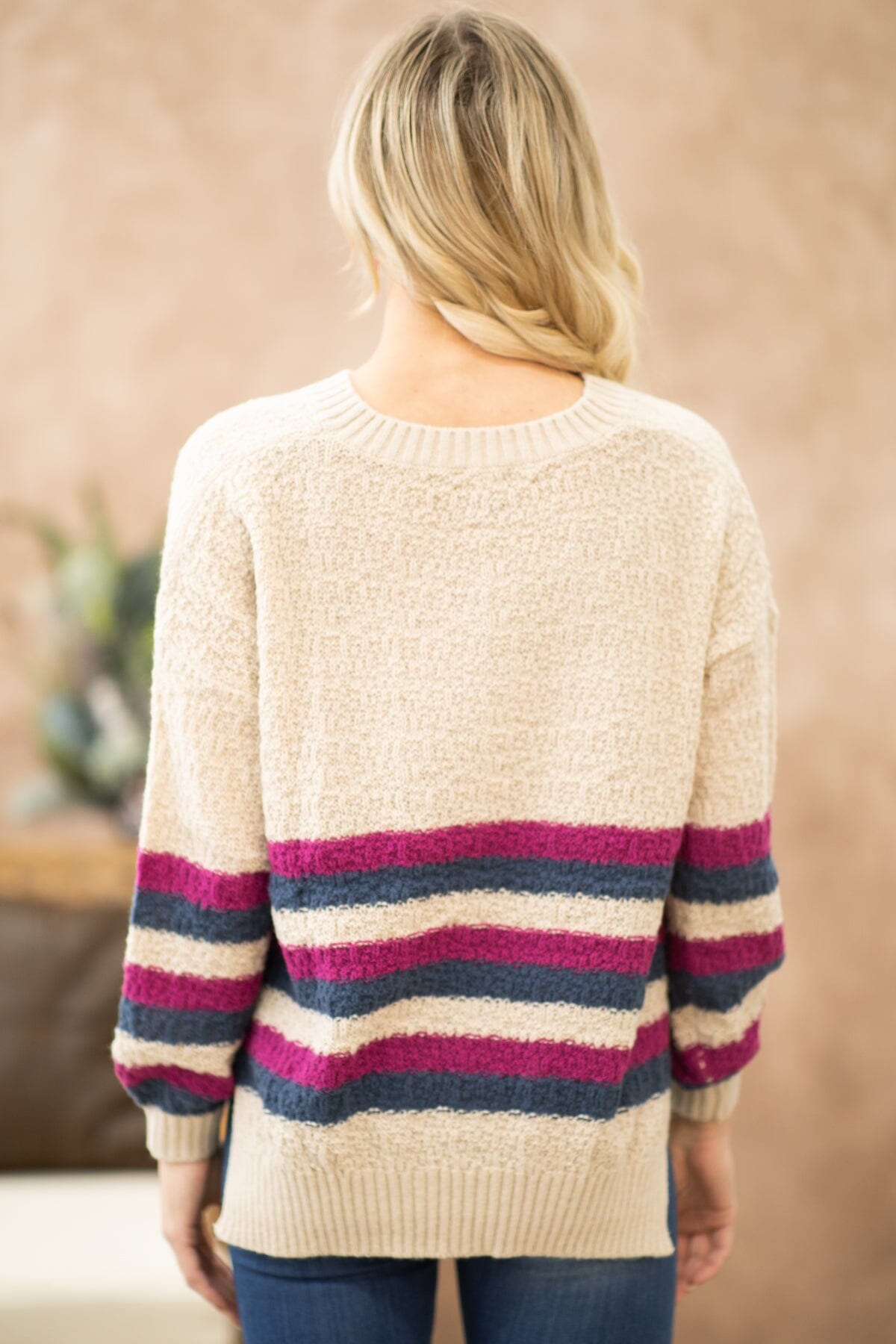 Oatmeal Multicolor Stripe Sweater