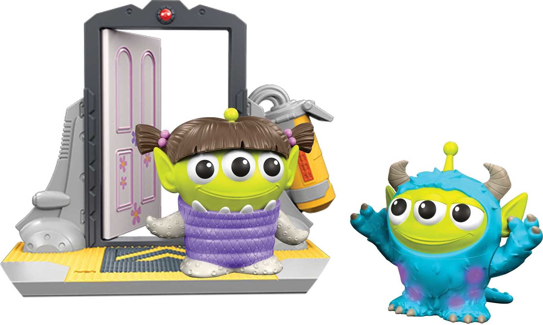 Pixar Alien Remix Boo's Door Pack， 2 Mashup Figures and Door Accessory， Toy Story and Monsters Inc， 3 in