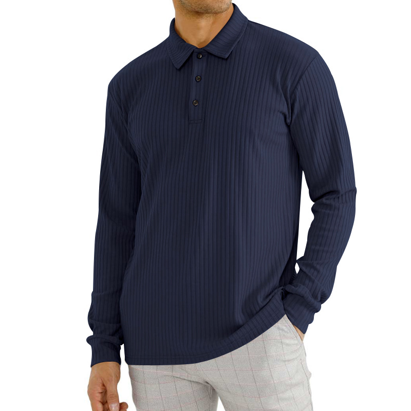 Men's t-shirt casual lapel long sleeve men's polo shirt