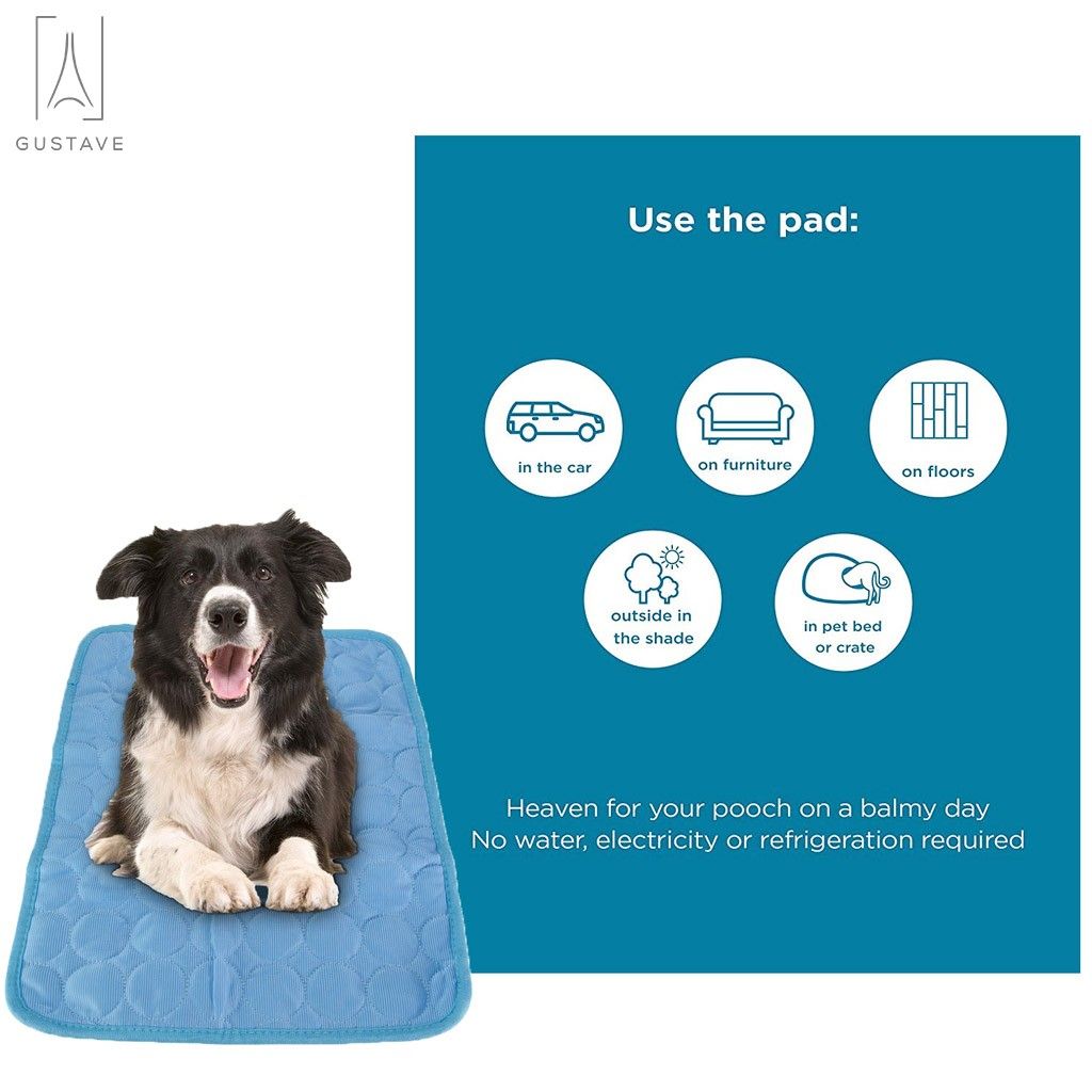 Gustave Summer Pet Self Cooling Mat for Dogs Cats Heat Relief Pad Breathable Ice Silk Surface Cooling Pet Bed Washable Comfort Blanket Sleep Mat 