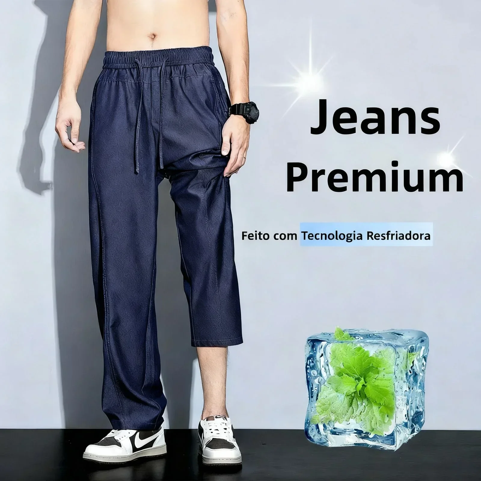 Calça Jeans Masculina SubZero™ em Algodão com Tecnologia Resfriadora / Conforto Máximo Até nos Dias Mais Quentes