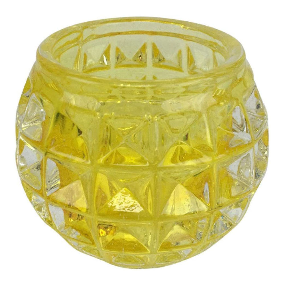 Just Artifacts 2.5-Inch Mercury Glass Votive Candle Lantern Holder (Yellow/Silver)