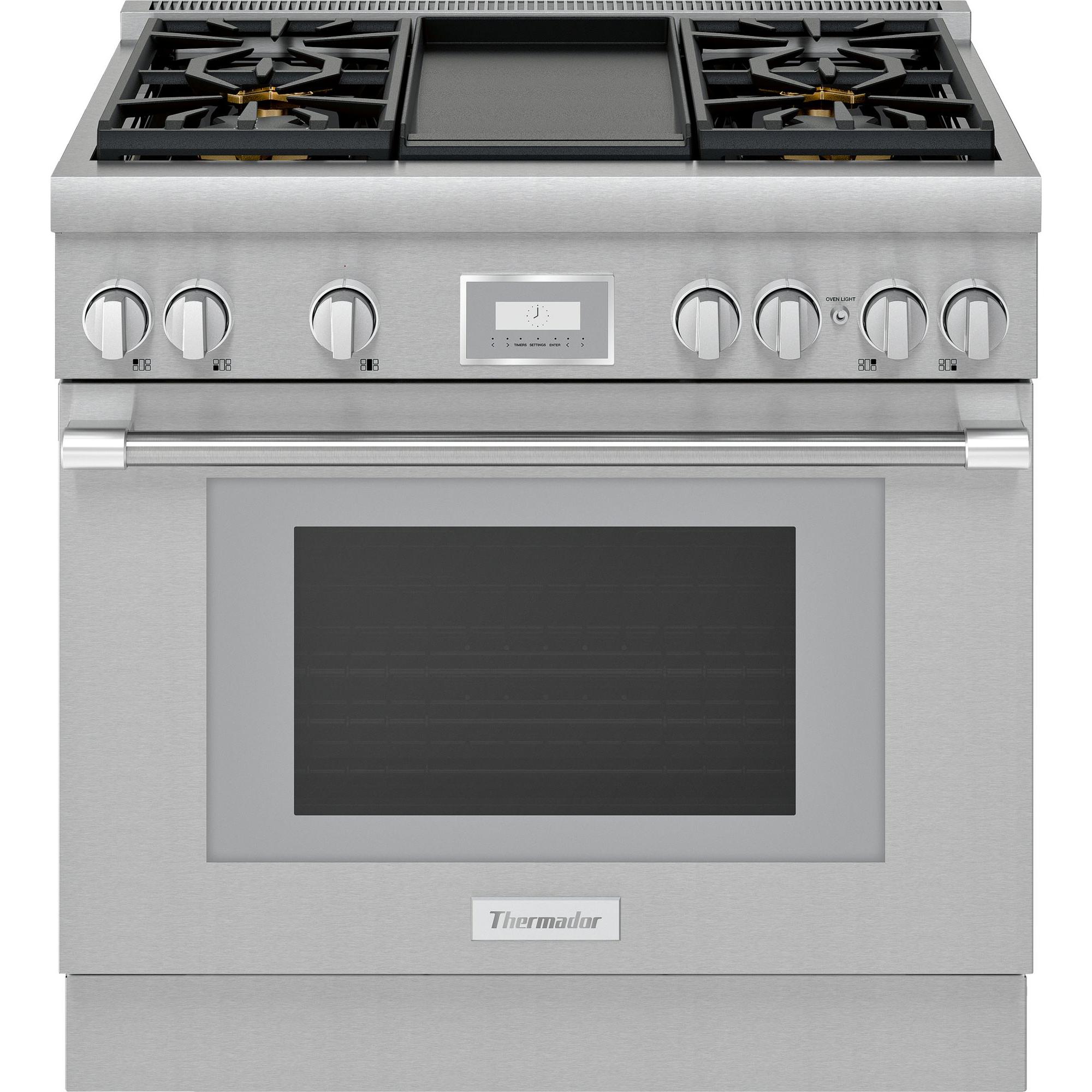 Thermador 36-inch Freestanding Dual Fuel Range PRD364WDHC