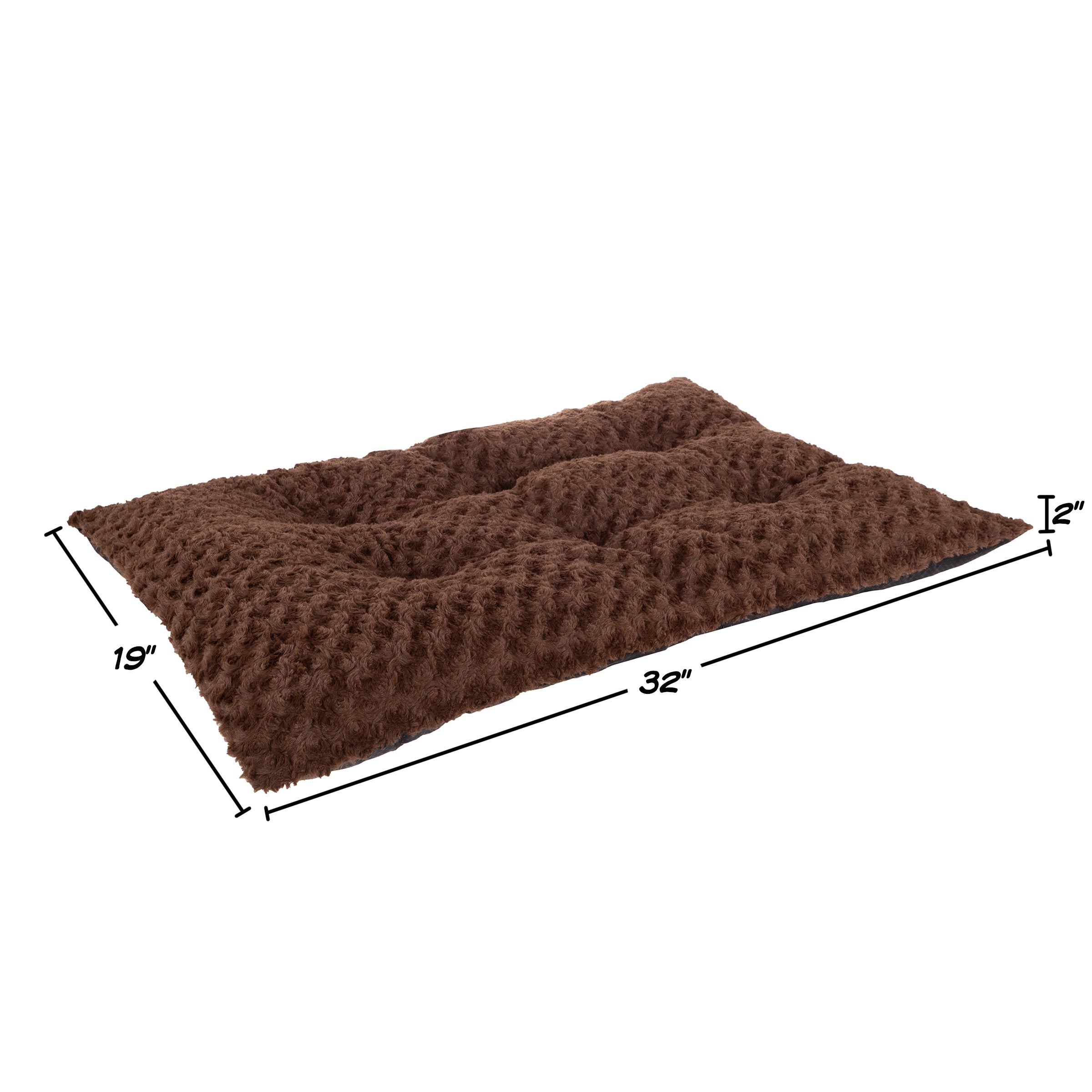 Pet Bed – 32x19 Dog Pillow and Crate Pad with Faux Fur Sleep Surface and Non-Slip Bottom – Machine Washable Dog Bed by PETMAKER (Brown)