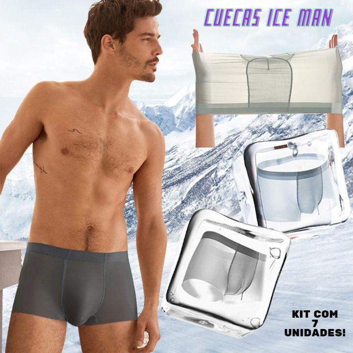 Kit com 7 Cuecas Boxers Antiodor e Antibacterianas Ice Man™ em Seda Gelo / As campeãs em Frescor, Elasticidade e Conforto!