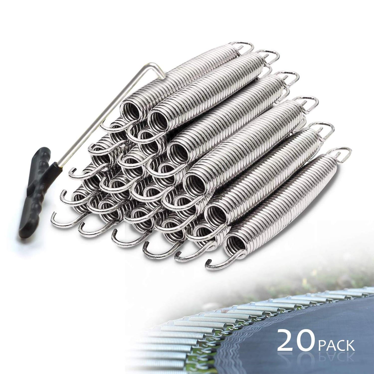 Party Saving 20 Pieces 7 In. Trampoline Spring Heavy-Duty Galvanized Steel Replacement， Wmt1101