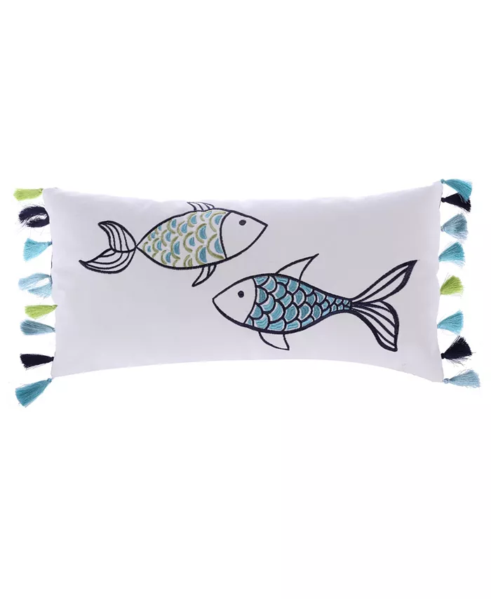 Levtex Fish with Tassels Embroidered Decorative Pillow， 12