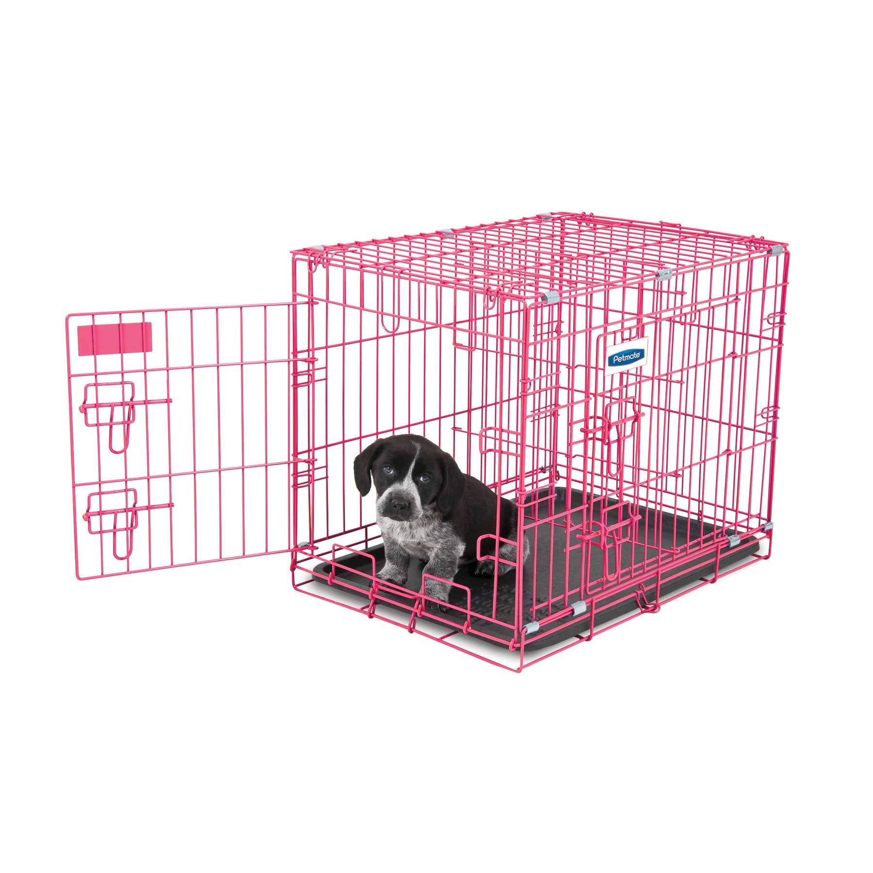 Petmate 24 Inch Adjustable Puppy Dog 2 Door House Training Crate Kennel， Pink