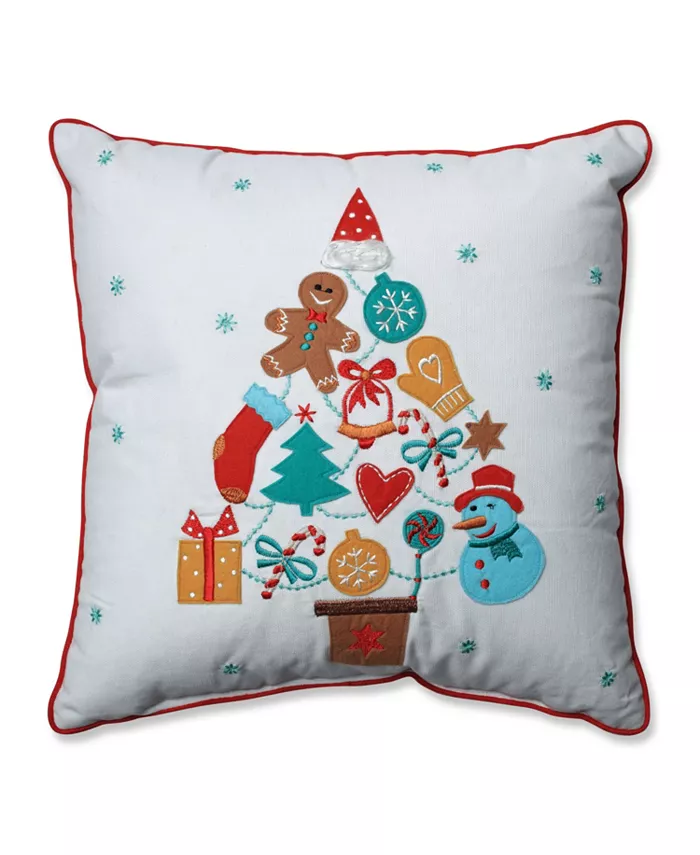 Pillow Perfect Gift Tree Red-Aqua 16