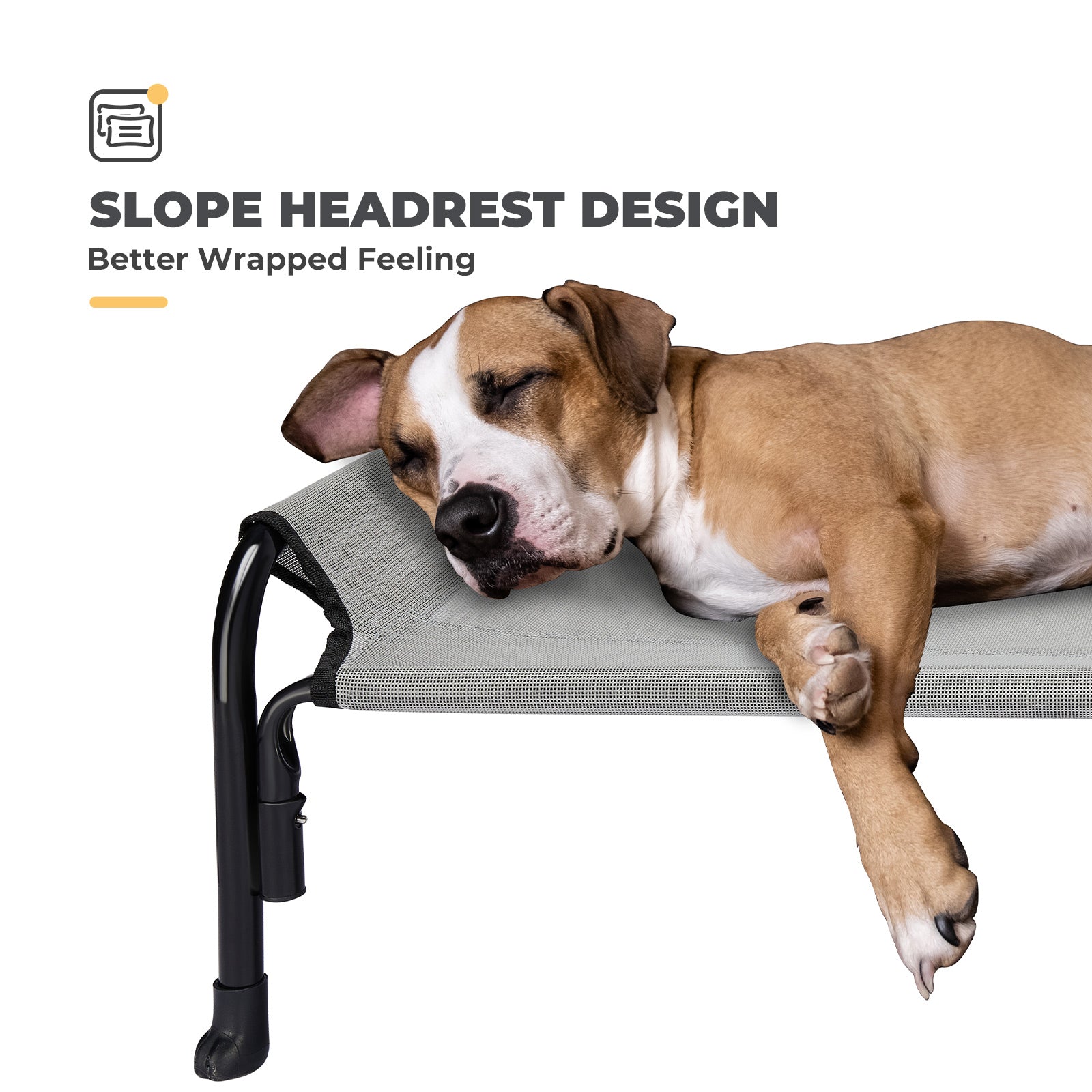 Veehoo Cooling Elevated Dog Bed， Chew Proof Dog Cot with Washable Mesh， Medium， Grey