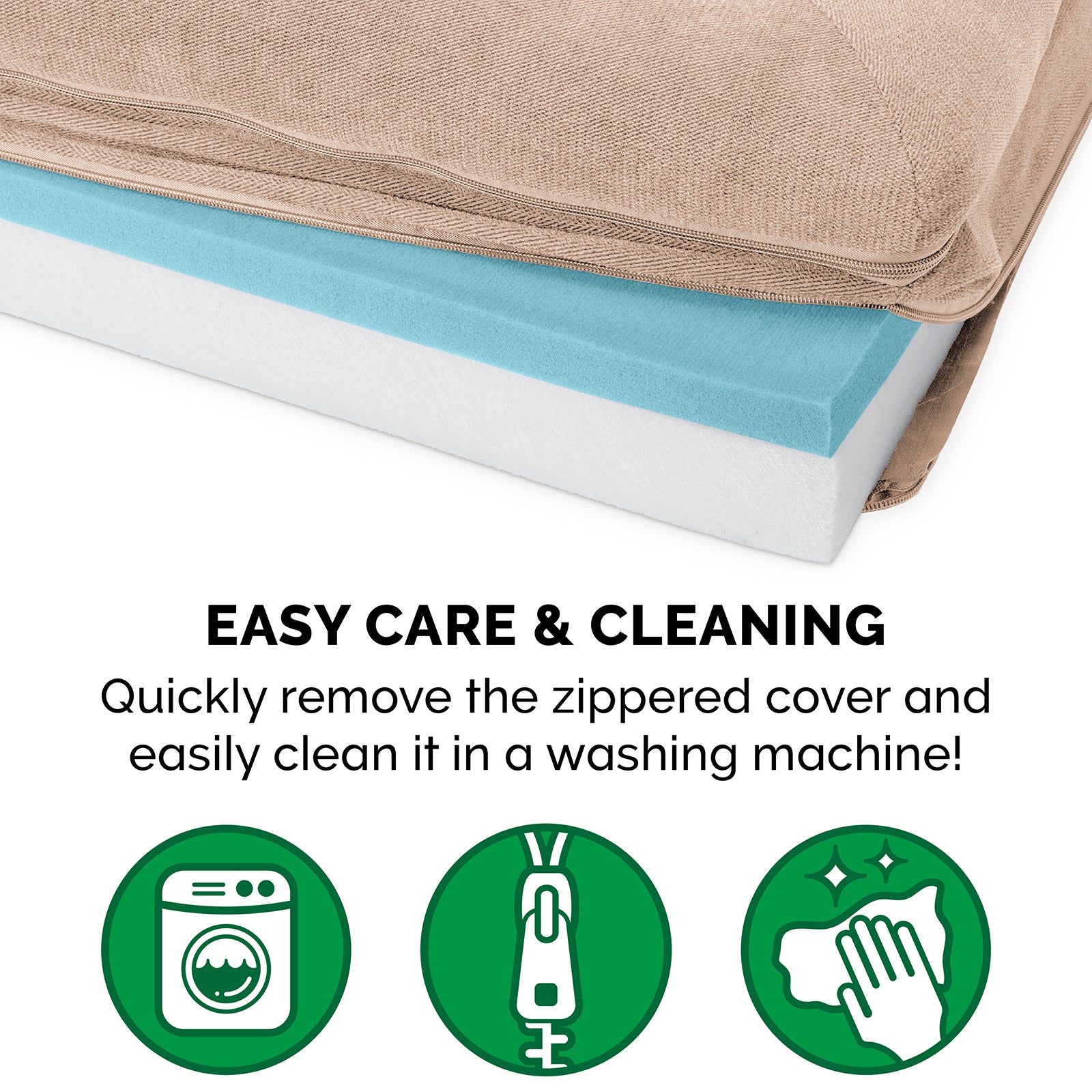 FurHaven | Cooling Gel Faux Fleece and Chenille Sofa Pet Bed for Dogs and Cats， Cream， Jumbo Plus