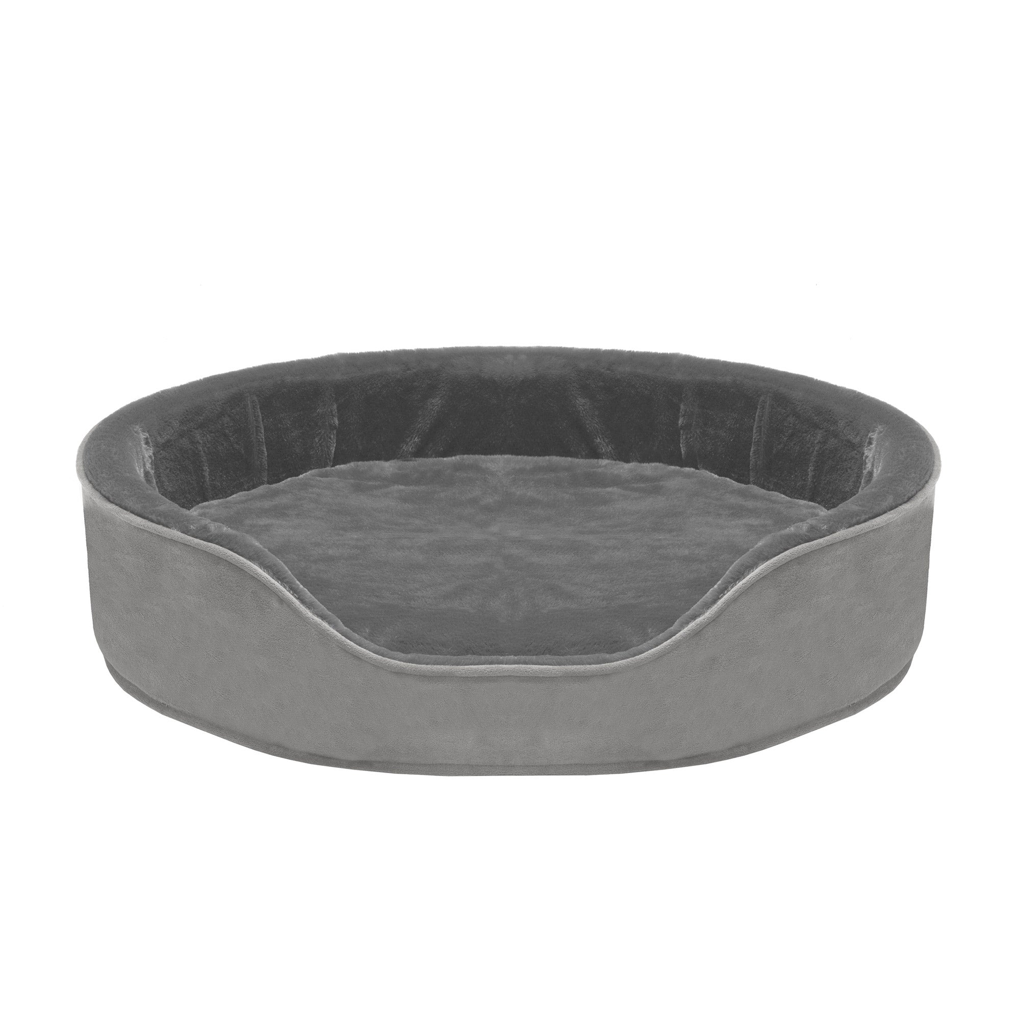FurHaven | Orthopedic Plush and Velvet Oval Pet Bed for Dogs and Cats， Smoke Gray， Extra Large
