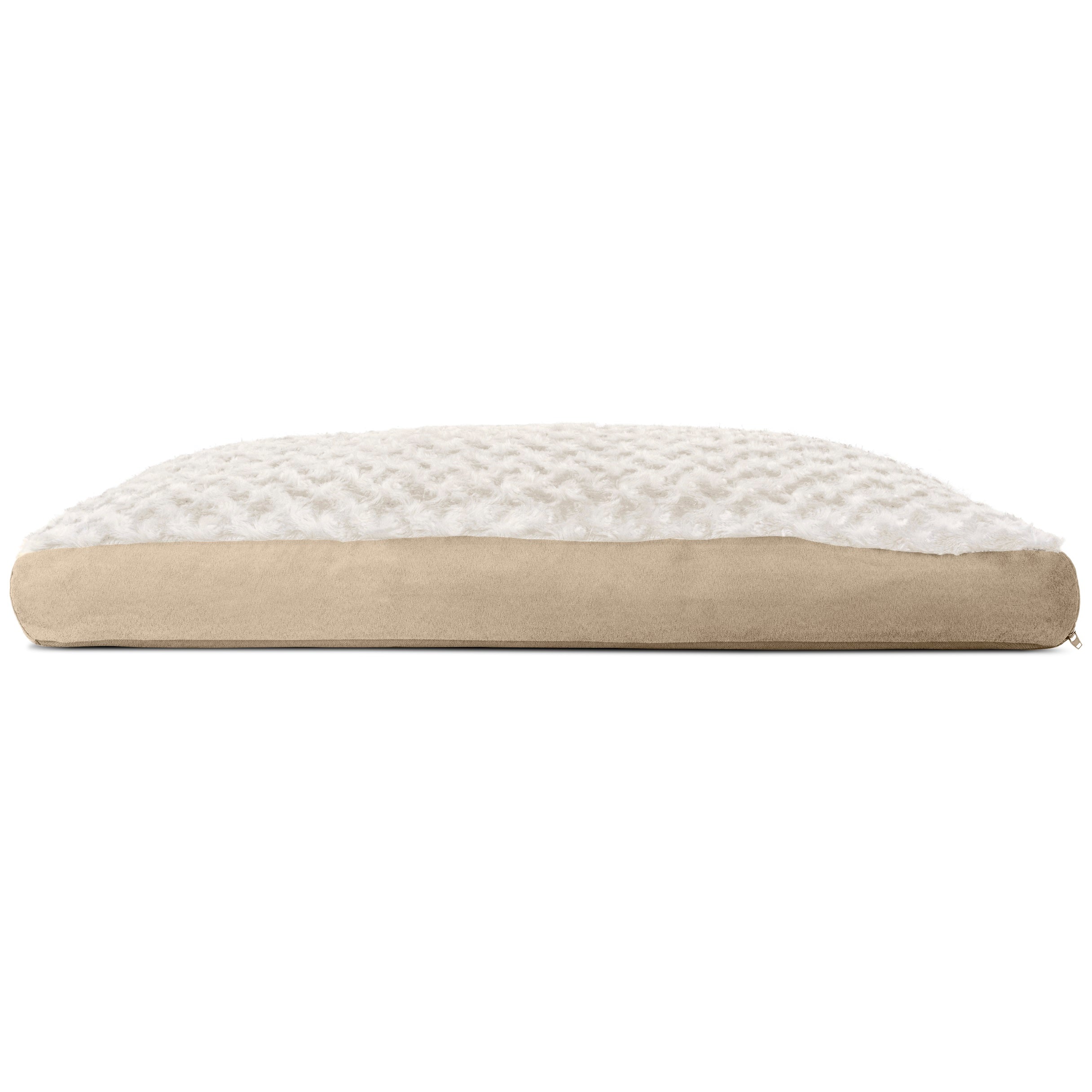 FurHaven Pet Products | Deluxe Plush Pillow Pet Bed for Dogs and Cats， Cream， Medium