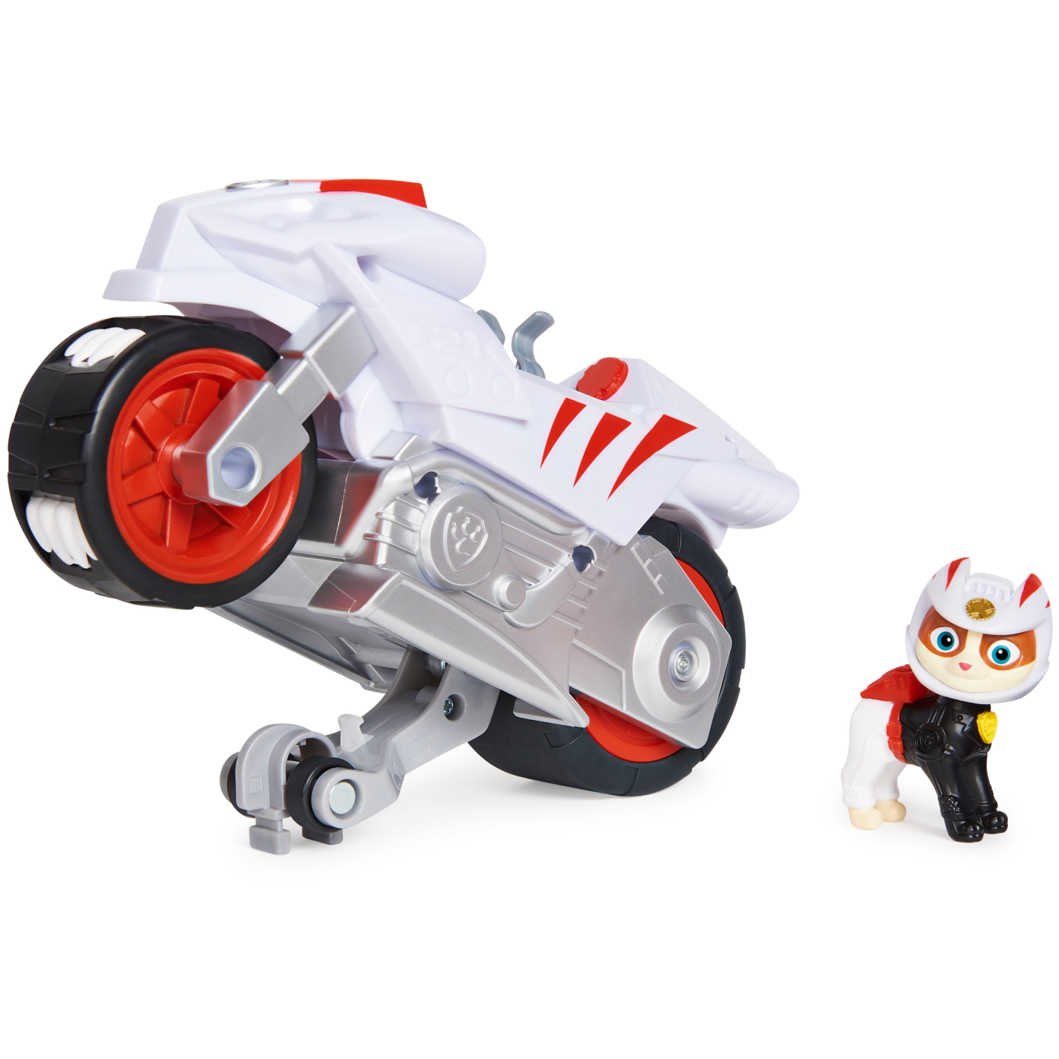 PAW Patrol， Moto Pups Wildcat’s Deluxe Pull Back Motorcycle Vehicle with Wheelie Feature and Figure