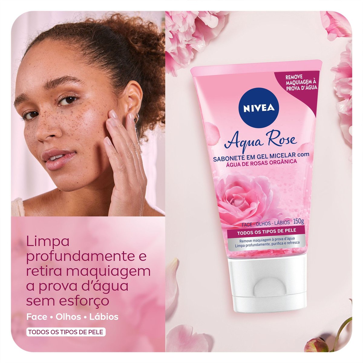 Sabonete Facial em Gel NIVEA Aqua Rose 150ml