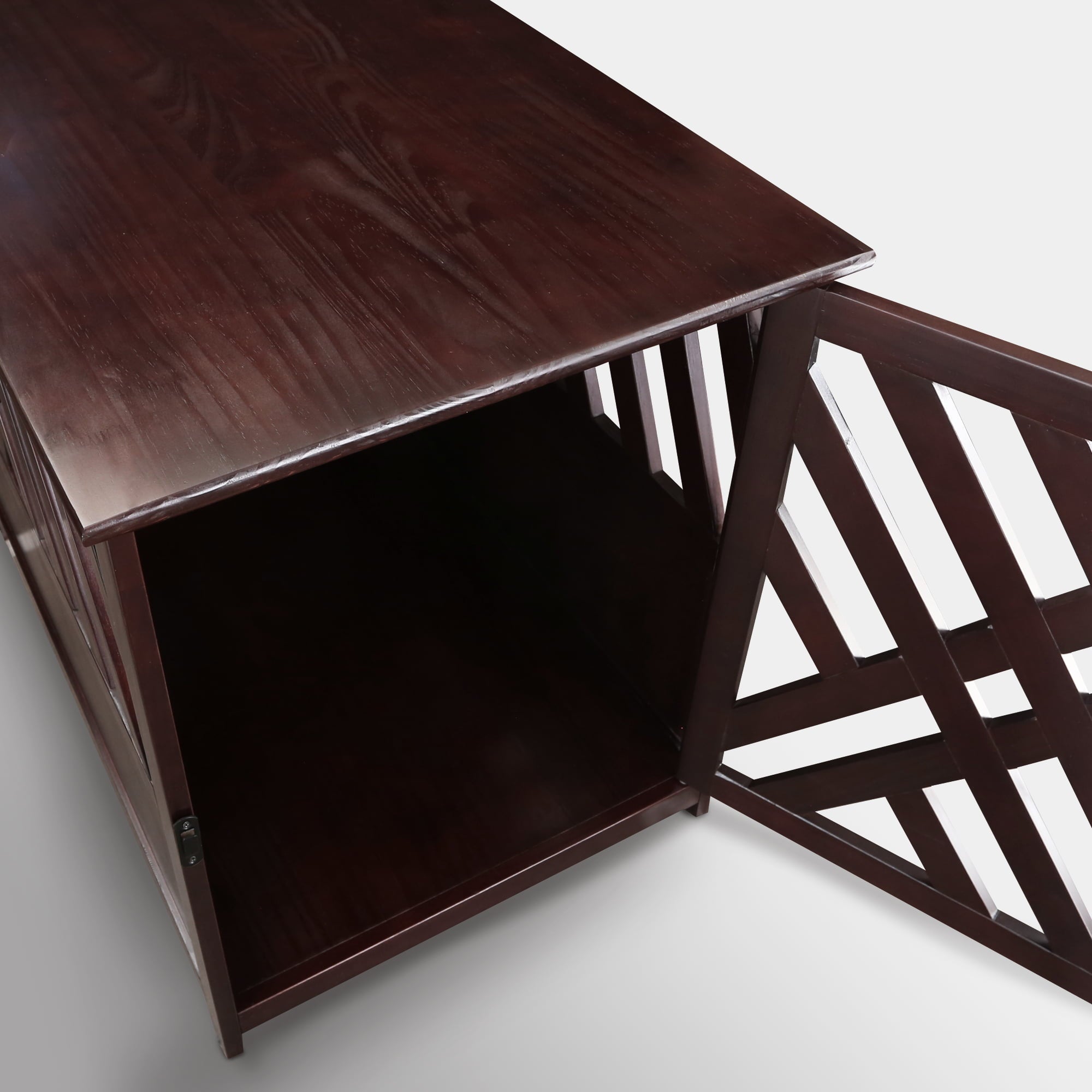 Casual Home Modern Lattice Wooden Pet Crate End Table， Espresso， Medium， 33