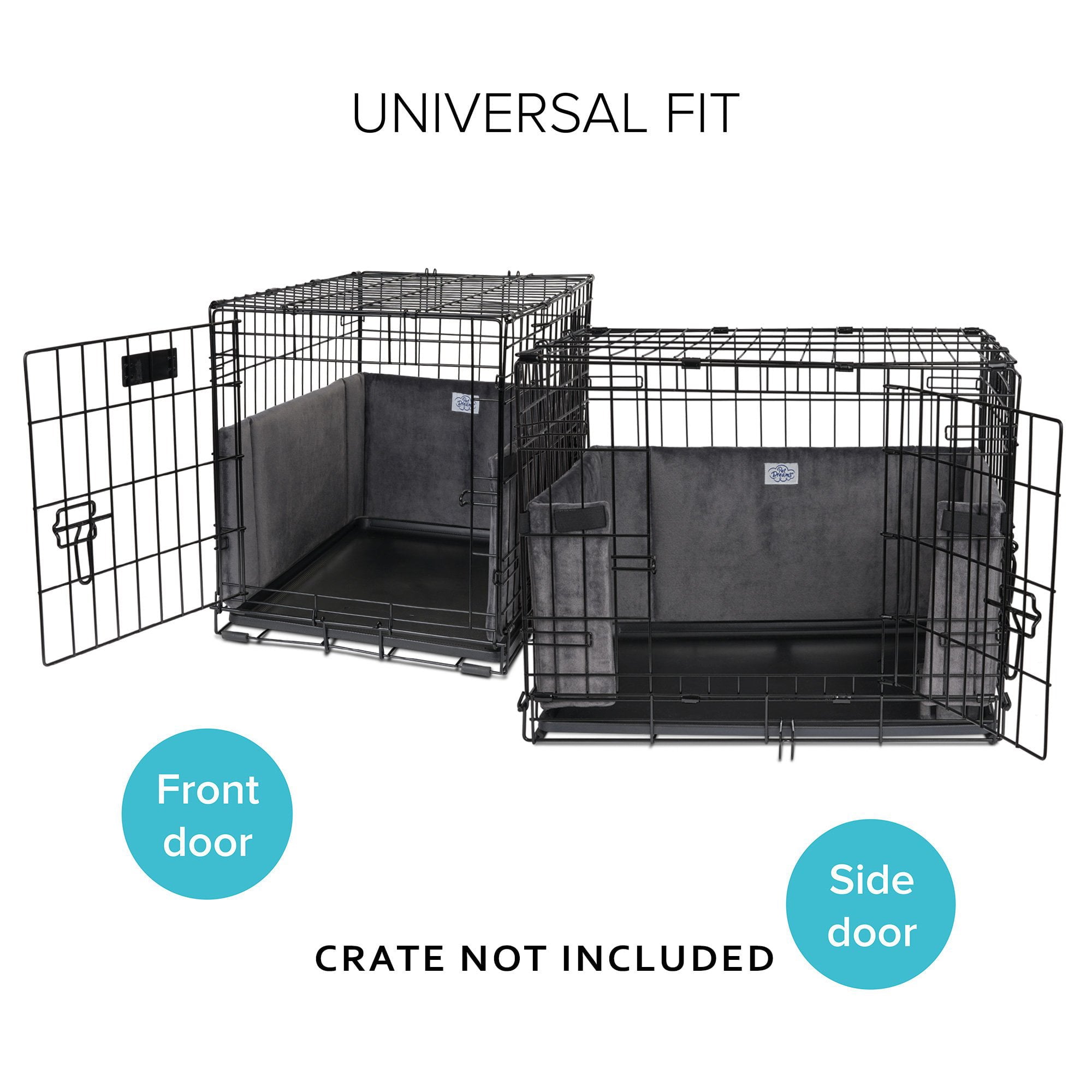 Pet Dreams Dog Crate Bumper - for Single Door and Double Door Dog Crate， Eco Friendly Bumper Pads for Wire Dog Crate， for Paw， Collar， Dog Tail Protector， Graphite Grey， X Small  18 Inch Dog Bumper