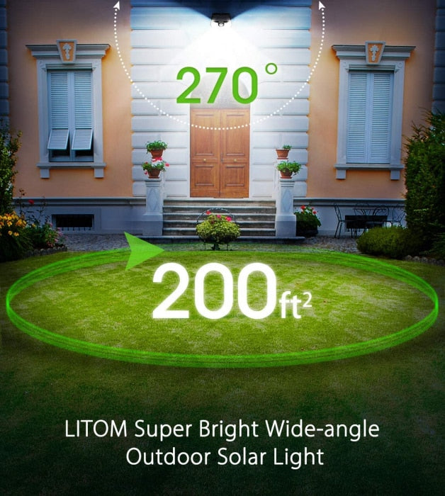 Litom Weatherproof Solar Lamps Exterior with Motion Sensor， Pack of 4