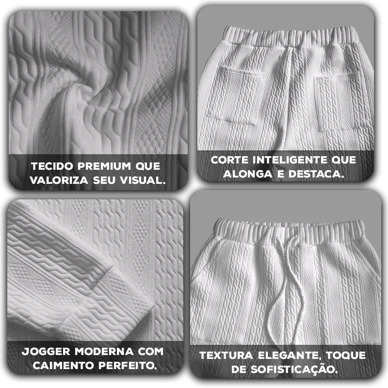 Conjunto Masculino EliteWear™ em Malha Trançada Estruturada / Para Homens que Valorizam Conforto e Presença!
