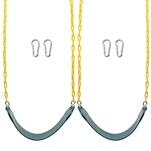 Sunnyglade 2PCS Swings Seats Heavy Duty with 66andquot; Chain Plastic Coated， Playground Swing Set Accessories Replacement with Snap Hooks， Support 250lb