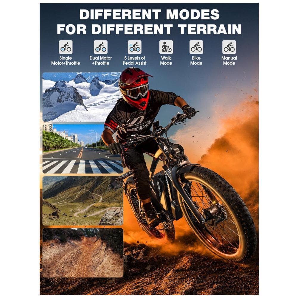 Bicicleta Elétrica para Adultos EYBAIKC C5PRO Preto 5000W Pico Motor Duplo 52V