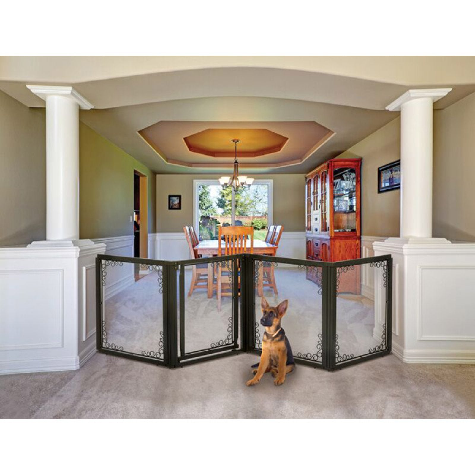 Richell R94937 Convertible Elite Mesh Pet Gate 6 Panelsand#44; Brown