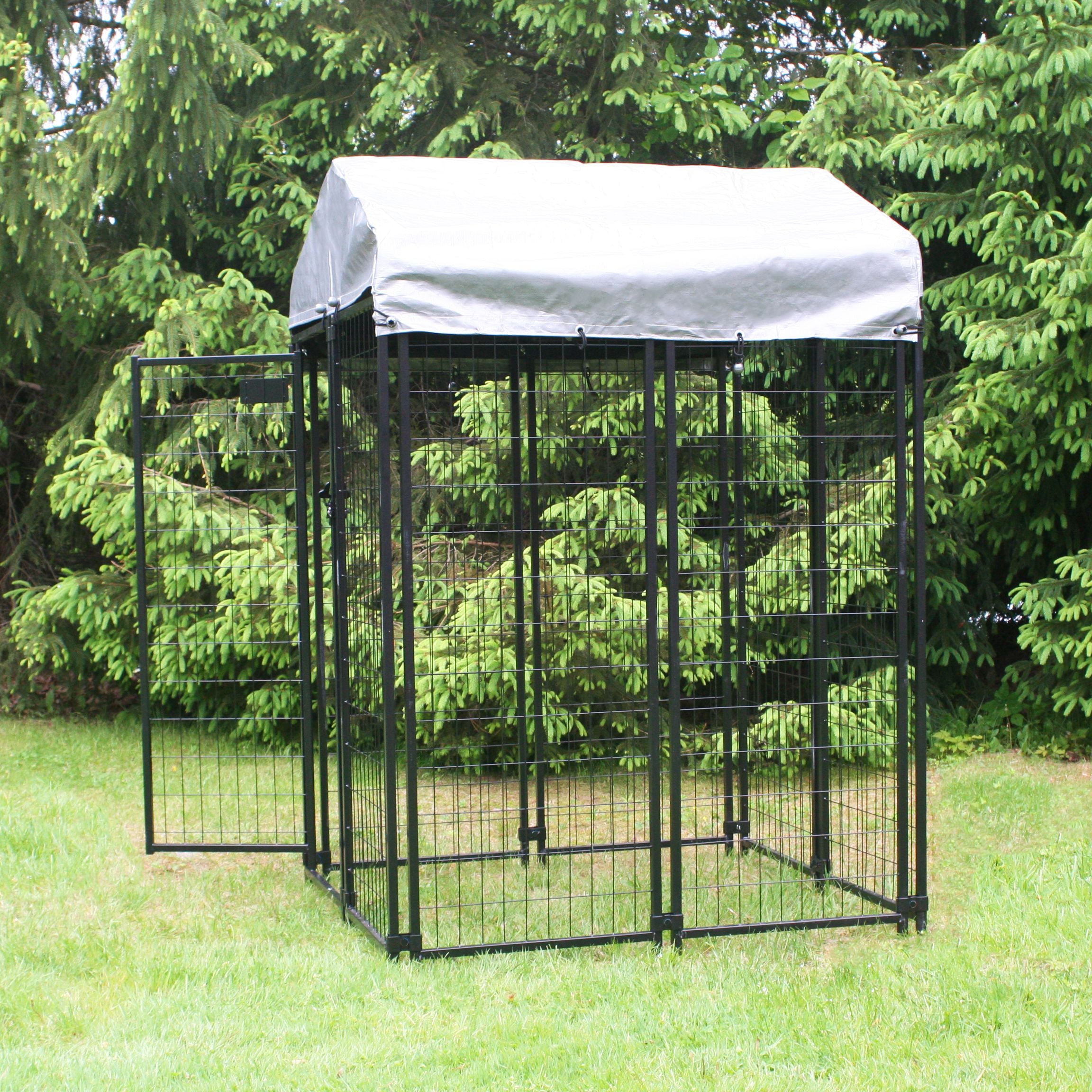 KennelMaster Black Welded Wire Dog Kennel， 48