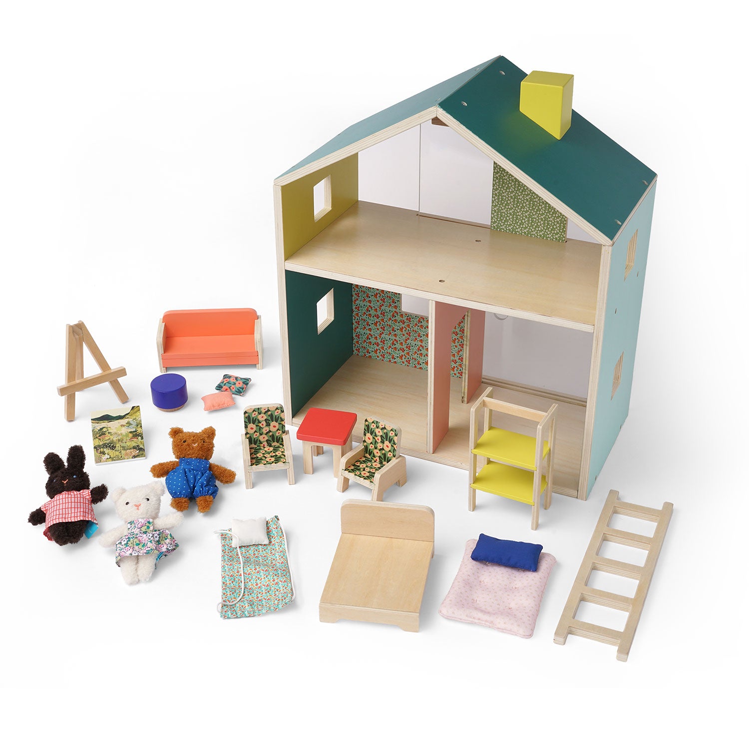Manhattan Toy Little Nook 19-Piece Wooden Playhouse with Loft for Kids 3 + Year Old and Up