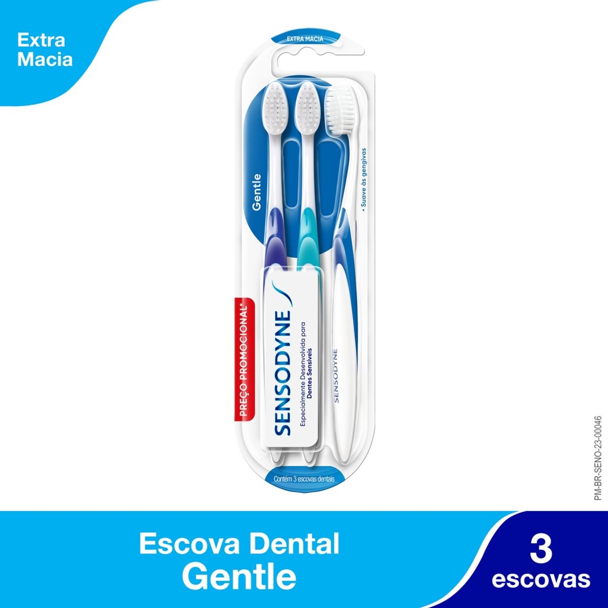 Kit Sensodyne Gentle Escova Dental para Dentes Sensiveis 3 unidades