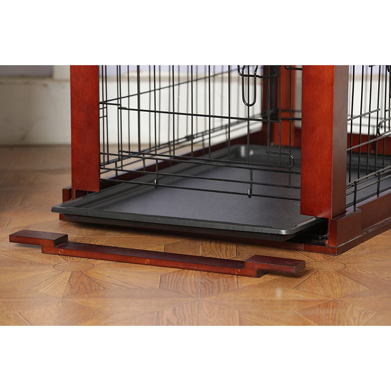 Cage with Crate Cover， Mahogany， Large