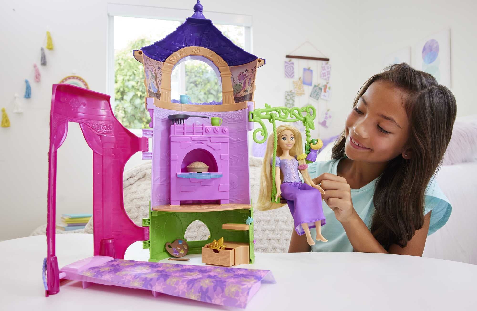 Disney Princess Rapunzel Tower Doll House Playset with Fashion Doll, 6 Play Areas & 15 Accessories