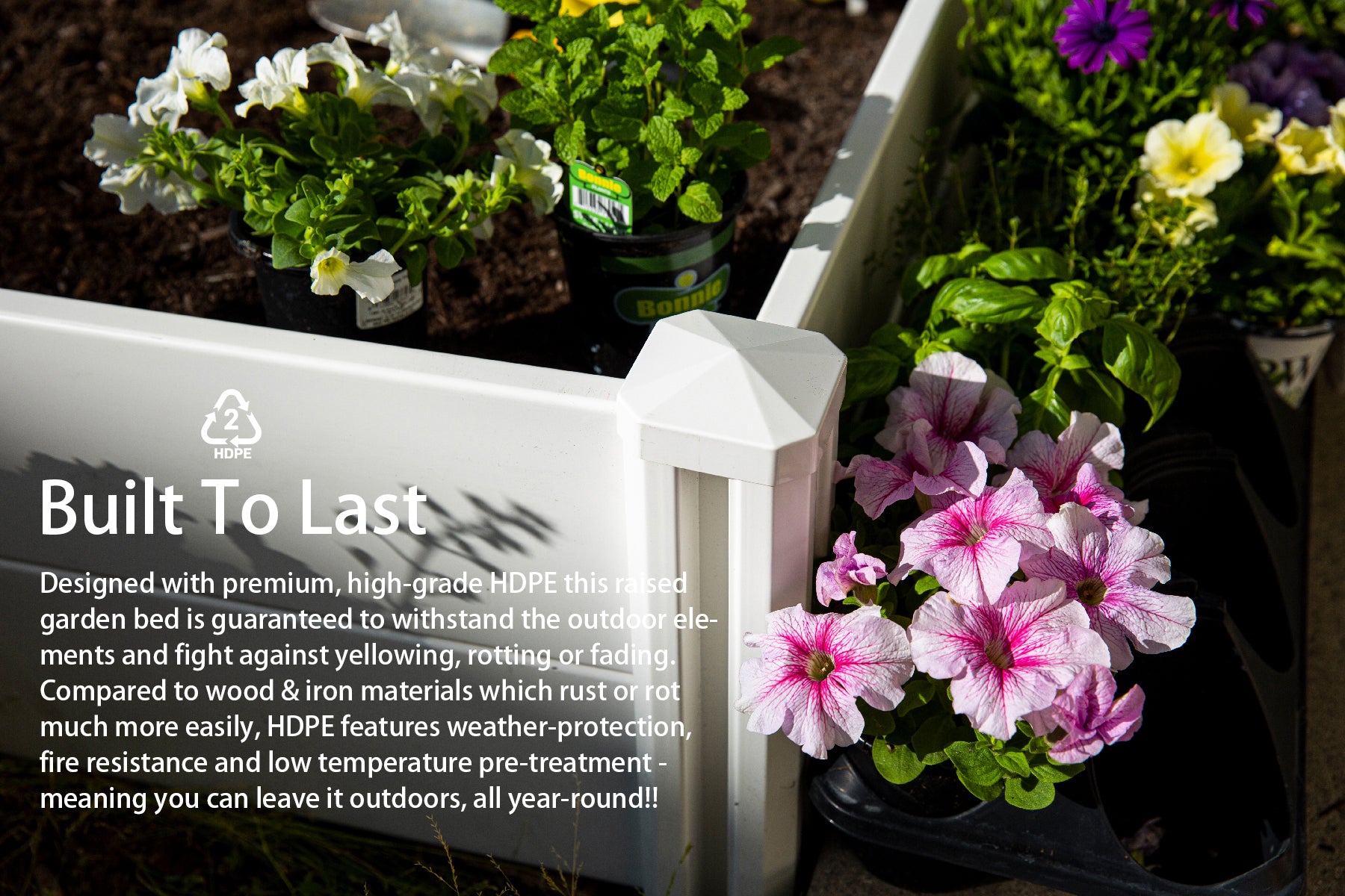 Barton 4' x 4' Raised Garden Bed Square Plant Box Planter Flower Vegetable HDPE, White