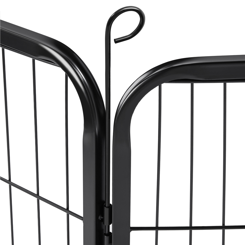 32-inch Foldable Dog Pen Exercise Barrier with Door，Outdoor and Indoor， 8 Panels， Black