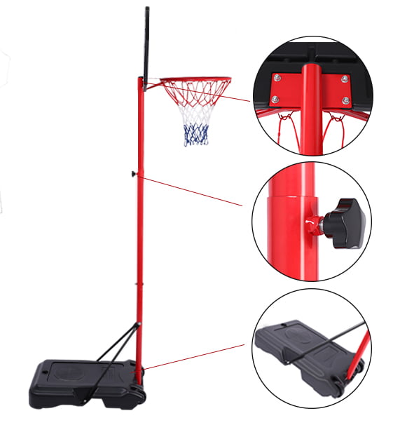 Dodensha Portable Removable Basketball Stand Kids Junior Height-Adjustable Hoop Stand with Wheels for Child，Black