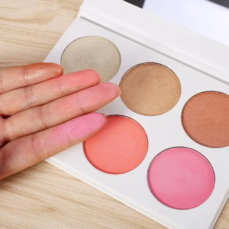 6 color High Pigment Vegan Blush Highlight Bronze Palette